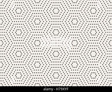 Vector Black and White Subtle Dotted Hexagon Dashed Lines Pattern Stock Vector