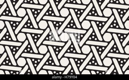 Vector Seamless Black And White Rounded Spiral Circles Hexagonal Shape Pattern Stock Vector