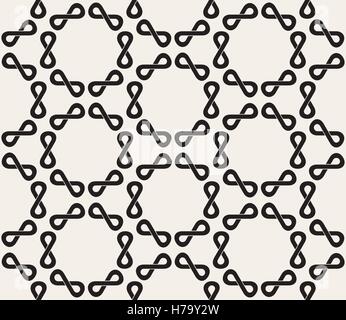 Vector Seamless Black and White Infinity Sign Rounded  Pattern Stock Vector