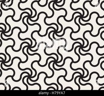 Vector Seamless Black and White Spiral Line Hexagonal Pattern Stock Vector