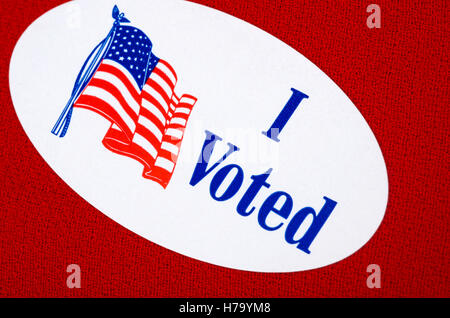 Voter Sticker "I Voted" on red or blue Stock Photo