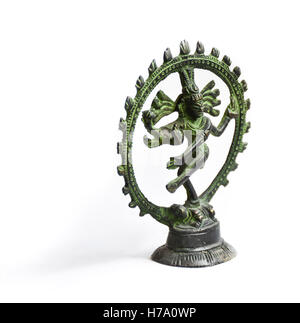 Bronze statuette of the dancing Shiva - Nataraja, with patinated egdes Stock Photo