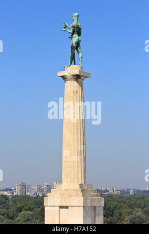 The Pobednik (Victor) monument erected in 1928 by Ivan Mestrovic at the Kalemegdan Fortress in Belgrade, Serbia Stock Photo