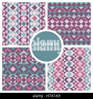 Vector Seamless Truchet Geometric Pattern Collection Stock Vector