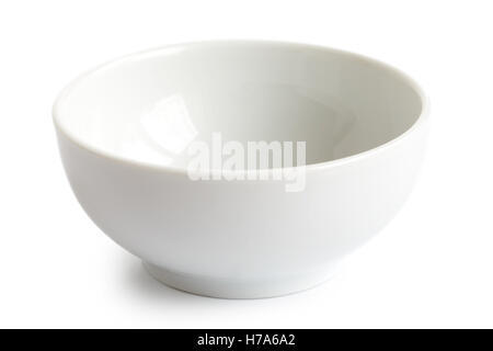 White empty ceramic bowl isolated on white. Stock Photo