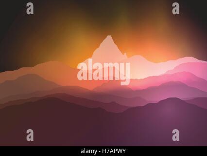 Mountainous Terrain - Vector Illustration Stock Vector