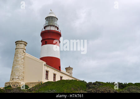 South Africa: view of the Cape Agulhas Lighthouse, built in 1849 on the southern edge of the village of L'Agulhas, in the Agulhas National Park Stock Photo