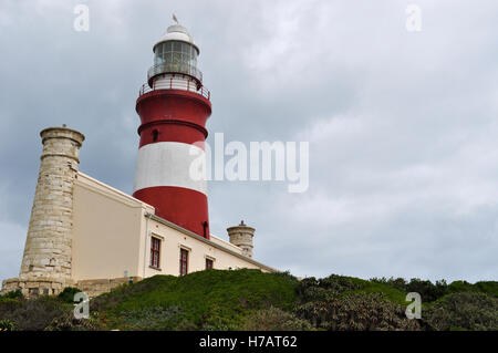 South Africa: view of the Cape Agulhas Lighthouse, built in 1849 on the southern edge of the village of L'Agulhas, in the Agulhas National Park Stock Photo