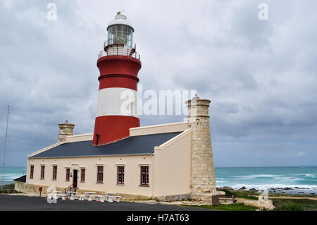 South Africa: view of the Cape Agulhas Lighthouse, built in 1849 on the southern edge of the village of L'Agulhas, in the Agulhas National Park Stock Photo