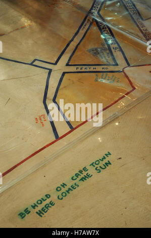 Cape Town: the street map with notes and poems from the former residents at the District Six Museum, the memorial of the events of the apartheid era Stock Photo