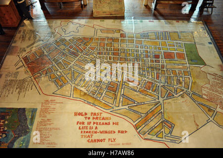 Cape Town: the street map with notes and poems from the former residents at the District Six Museum, the memorial of the events of the apartheid era Stock Photo