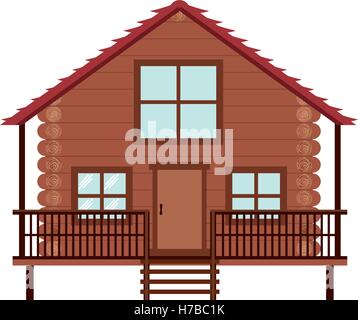 log cabin icon over white background. wooden house. vector illustration Stock Vector