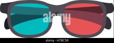 cinema 3d red and blue glasses icon over white background. vector illustration Stock Vector
