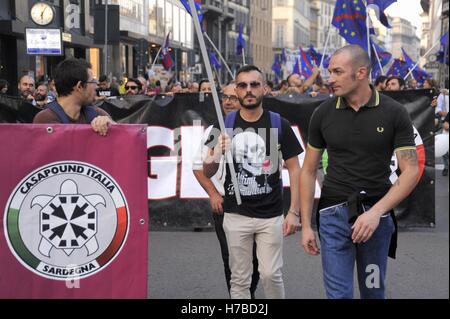 Milan, Italy, demonstration of neo-fascist group Casa Pound against the European Community Stock Photo