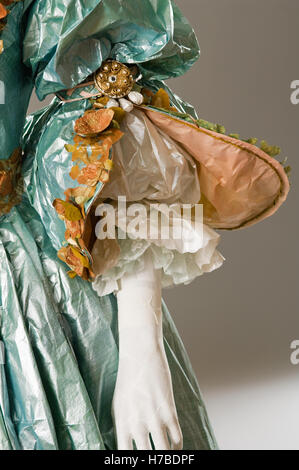 Sleeve detail of historical replica paper dress by Isabelle de Borchgrave Stock Photo