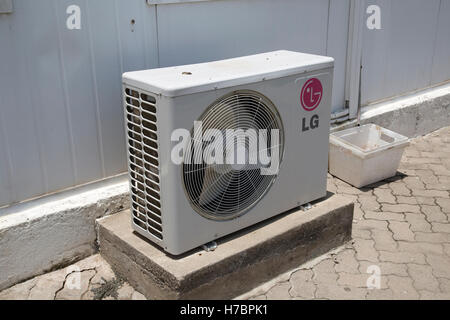 Air source heat pump air conditioner Oserian flower farm Lake Naivasha Kenya Stock Photo