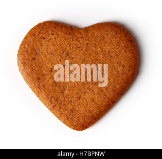 Heart shaped christmas cookie isolated on white background, top view Stock Photo
