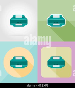 service printer flat icons vector illustration isolated on background Stock Vector