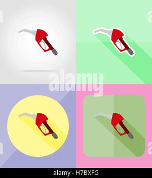 gas station service flat icons vector illustration isolated on background Stock Vector