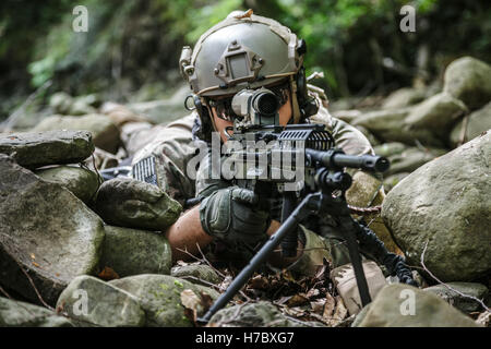 army ranger machine gunner Stock Photo