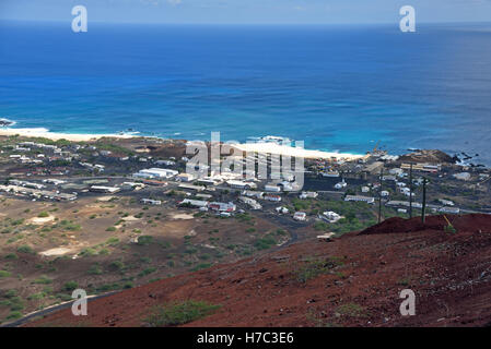 Georgetown taken from summit of Cross Hill on Ascension Island Stock Photo