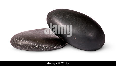 Two black stones for Thai spa isolated on white background Stock Photo