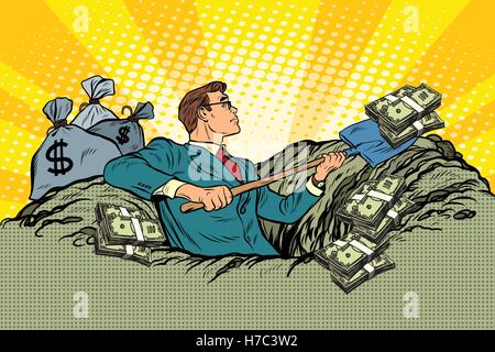 Businessman digging, money and treasure Stock Vector Image & Art - Alamy