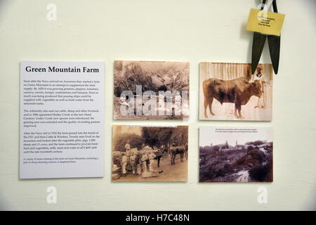 Historic photographs in the Ascension Island museum showing life on the Green Mountain farm in the late 19th Century Stock Photo