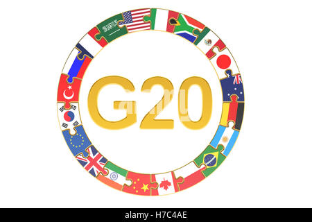 G20 concept, 3D rendering isolated on white background Stock Photo