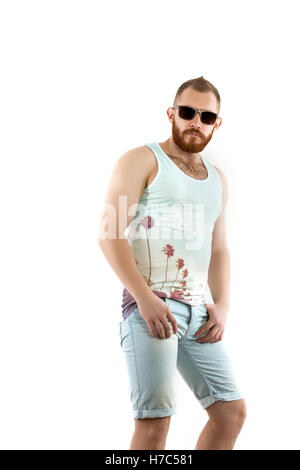Portrait of young bearded man in sunglasses Stock Photo