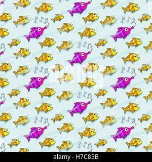 repetitive pattern with fish trumpet whistling Stock Vector