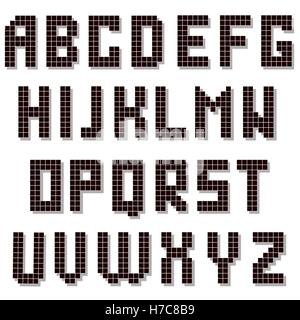 Pixel Alphabet Isolated. Digital Font Stock Vector
