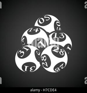 Lotto balls icon. Black background with white. Vector illustration. Stock Vector