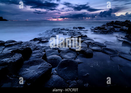 Giant's Causeway, Co. Antrim, Northern Ireland. Sunset Stock Photo