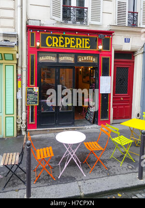 Small French Creperie in Paris Stock Photo