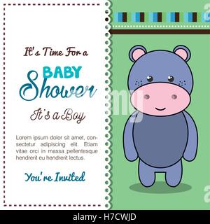 baby shower invitation with stuffed animal vector illustration design Stock Vector