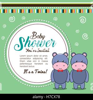 baby shower invitation with stuffed animal vector illustration design Stock Vector