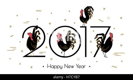 Simple Roosters new 2017. Stock Vector