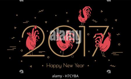 Simple Roosters new 2017. Stock Vector