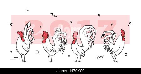 Simple Roosters new 2017. Stock Vector