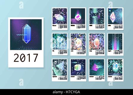 Calendar style with space 80 crystals Stock Vector