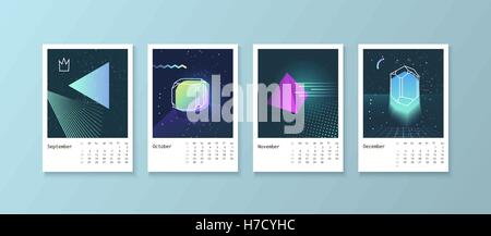 Calendar style with space 80 crystals. Stock Vector
