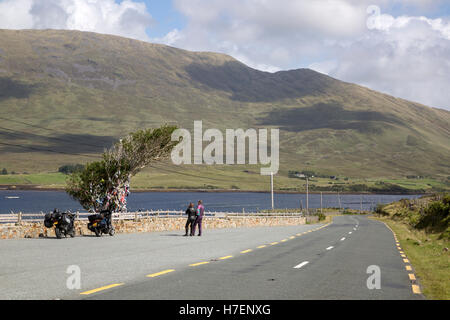 Open Road alongside Lough Killary Fjord Lake; Leenane, Connemara; Galway; Ireland Stock Photo