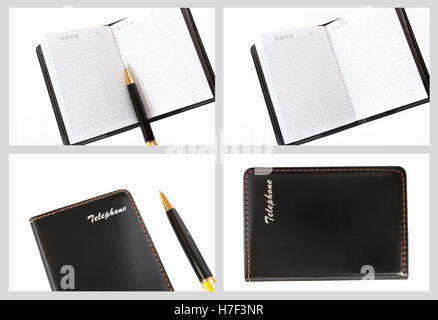 Set photos of notebook on a white background Stock Photo