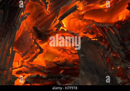 Fire embers with the ashes Stock Photo
