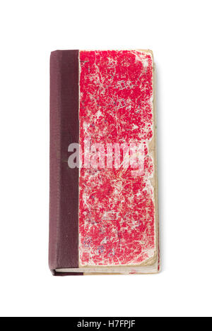 Old red account book with soft shadow, isolated on white background Stock Photo
