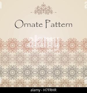 Vector pattern in Eastern style on scroll work background. Ornate element for design. Place for text. Ornamental pattern for wed Stock Vector
