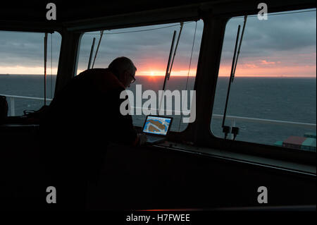 Harbour pilot on board a container ship Stock Photo - Alamy