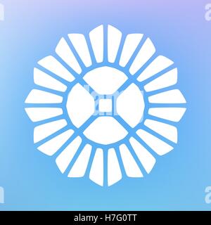 Vector Decorative White Kaleidoscope Mandala Ornament Illustration on Colorful Gradient Background. Abstract Decorative Design E Stock Vector