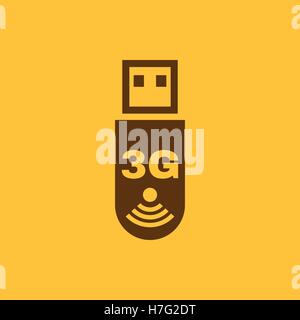 The 3g adapter icon. Transfer and connection, data, 3g symbol. UI. Web. Logo. Sign. Flat design. App. Stock vector Stock Vector